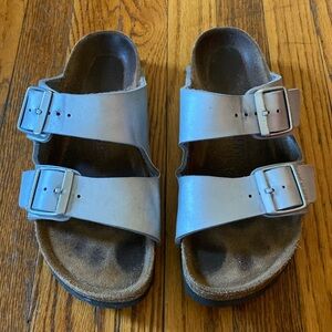 Birkenstock Arizona Silver Soft Footbed Sandals 37
